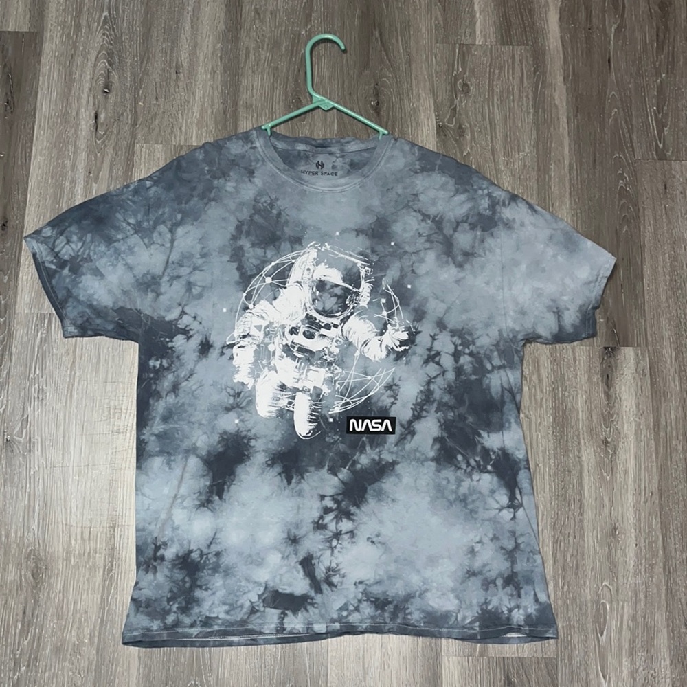 blue tie-dye oversized NASA tee